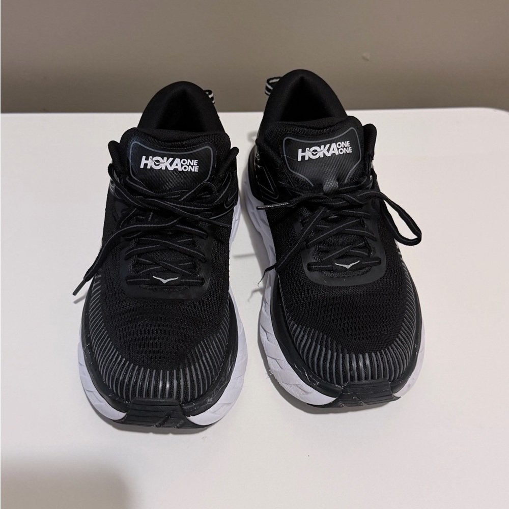 Hoka One One women Black and White Athletic Shoes